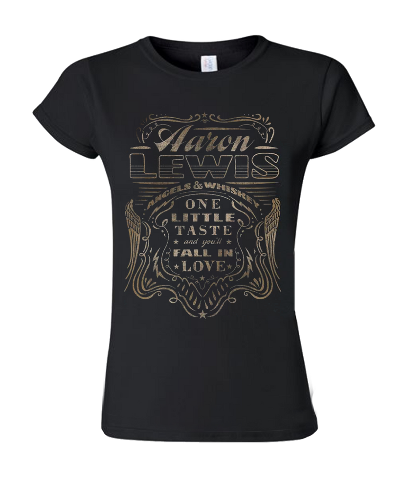 Aaron Lewis Ladies Angels and Whiskey Tee (Black) - Missile Baits